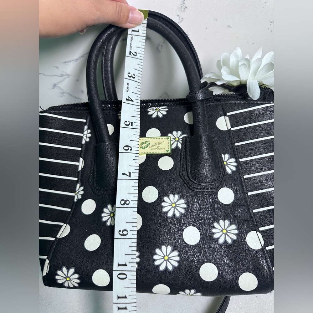 Luv Betsey by Betsey Johnson Daisy Black and White Polka Dot Crossbody Bag - Picture 8 of 9